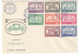 Portugal - Lettre FDC De 1952 - Oblit Emissao Coches - Carosses - Valeur 15 Euros - Briefe U. Dokumente