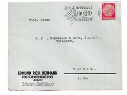 Brief Aus Reichenberg In Den Sudeten Nach Werdau 1938 - Briefe U. Dokumente