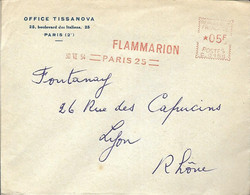 EDITION + PARIS 25 1954 = FLAMME ROUGE / EMA Texte ' FLAMMARION ' Office Tissanova + ENVELOPPE ENTIERE - C 0158 - EMA (Printer Machine)