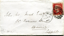 Great Britain - England 1868 Cover London To Ipswich - 1d Red - Plate 102 - Briefe U. Dokumente