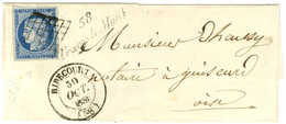 Grille / N° 4 Belle Marge Càd T 14 RIBECOURT (58) Cursive 58 / Tracy-le-Mont Sur Lettre Pour Guiscard. 1851. - TB / SUP. - 1849-1850 Ceres