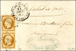 PC 3230 / N° 9 Paire Verticale Càd T 14 ST PAUL-DE-FENOUILLET (65) 11 OCT. 54 (tarif Du 1 Juillet 1854) Sur Lettre Pour  - 1852 Louis-Napoleon