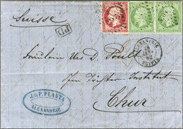 PC 3704 / N° 12 Paire (1 Ex Leg Def) + 17 (leg Def) Càd ALEXANDRIE / EGYPTE Sur Lettre Avec Texte Daté D'Alexandrie Pour - 1853-1860 Napoleon III