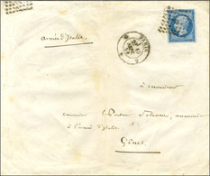 Losange C / N° 14 Càd C PARIS C 19 SEPT. 59 Sur Lettre Sans Texte Adressée Au Tarif De Militaire à L'Armée D'Italie à Gê - 1853-1860 Napoléon III