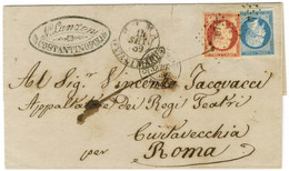 PC 3707 / N° 14 + 17 2 Ex Belles Marges Càd CONSTANTINOPLE / TURQUIE Sur Lettre Pour Rome Par Civita Vecchia. 1859. - TB - 1853-1860 Napoléon III