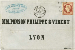 Losange B / N° 18 Belle Marge Càd (B) PARIS (B) 60 Sur Lettre 3 Ports Pour Lyon. 1854. - TB / SUP. - RR. - 1853-1860 Napoléon III