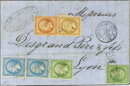 GC 5084 / N° 20 (2) + 21 + 22 Paire + 23 Càd LES DARDANELLES / TURQUIE Sur Lettre De Salonique Pour Lyon. Bel Affranchis - 1862 Napoléon III