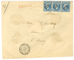 GC 635 / N° 22 Bande De 3 Càd T 22 BRINON-LES-ALLEMANDS (56) Sur Lettre Chargée Pour Clamecy. 1867. - SUP. - 1862 Napoléon III