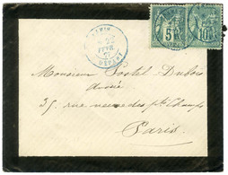 Càd Bleu PARIS / DÉPART / N° 75 + N° 76 Sur Lettre Pour Paris. 1877. - TB / SUP. - R. - 1876-1878 Sage (Type I)