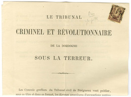 Préoblitéré / N° 85 Sur Imprimé ' Le Tribunal Criminel Et Révolutionnaire De La Dordogne '. 1880. - TB. - 1876-1878 Sage (Type I)