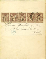 Càd T 18 CHASSELAY / RHONE / N° 85 Bande De 5 Sur Imprimé Complet Adressé Sous Bande Au 5ème échelon De Poids. 1879. - S - 1876-1878 Sage (Type I)