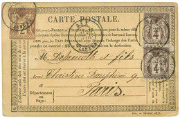 Càd T 18 DAX / LANDES / N° 85 + N° 88 Paire Sur CP Pour Paris. 1878. - TB / SUP. - 1876-1878 Sage (Type I)