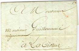 Lettre Avec Texte Daté Du Cap 1789 Pour La Ciotat. Au Recto, Marque D'entrée Rouge Cintrée COLONIE. - TB. - R. - Correo Marítimo