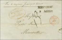 Lettre De Messine Pour Marseille, Au Recto MP Dans Un Ovale Rouge PAQUEBOTS / DE LA MÉDITERRANÉE. 1856. - TB. - Maritime Post