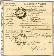 Càd POSTES FRANCAISES / (SESOSTRIS) 11 JUIN 1841 Sur Billet De Passage Daté D'Alexandrie Le 7 Juin 1841 Pour Malte. Ex C - Maritime Post