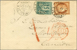 Càd PARIS / R. DE LUXEMBOURG / N° 38 + 75 Sur Lettre Pour Montréal. Au Recto, Càd De Passage LONDON / PAID Et Taxe Tampo - Postal Rates