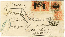 Càd BUENOS AIRES / Argentine 5c (pli) + Argentine 5c Surchargé 1 (3) Sur Lettre Pour Cette. Au Recto, Càd Rouge D'entrée - Postal Rates