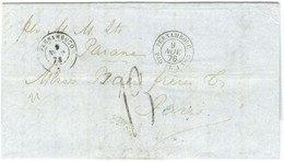 Càd PERNAMBUCO + Càd PERNAMBOUC / PAQ. FR J N° 5 Sur Lettre Pour Paris, Taxe Tampon 13. 1876. - SUP. - Tarifas Postales