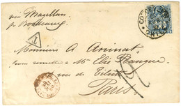 Càd CONCEPTION / CHILE / Chili 10c Sur Lettre Pour Paris Par La Voie De Magellan, Taxe Tampon 12. 1880. - TB / SUP. - Postal Rates