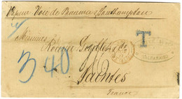 Lettre De Valparaiso Datée Le 30 Septembre 1877 Pour Saintes. Au Recto, Taxe Tampon 46 (taxe Calculée : 170c X2 Reversé  - Tarifas Postales