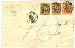 Càd T 17 LE HAVRE (74) / N° 69 (2) + 70 Sur Lettre Pour Bogota. Au Recto, Taxe 10 Au Crayon Bleu. 1880. - TB / SUP. - R. - Postal Rates