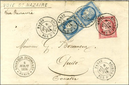 Càd RUE D'ENGHIEN / N° 57 + 60 Type 3 Paire Sur Lettre Pour Quito Par La Voie De Panama. 1876. - SUP. - R. - Postal Rates