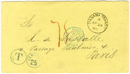 Lettre De Guayaquil Pour Paris. Au Recto, Càd PANAMA-TRANSIT Et Cachet Bleu Taxe CENTIMES / 25. Au Recto, Càd D'entrée B - Postal Rates