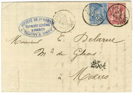 Càd PARIS / DEPART / N° 71 + 79 Sur Lettre Pour Mexico. Au Recto, Taxe 25cs Pour Le Trajet Intérieur. 1877. - SUP. - R. - Postal Rates