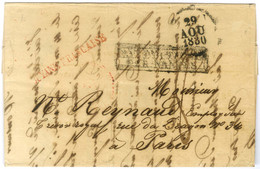 Lettre Avec Texte Daté De Cayenne Le 14 Juillet 1830 Pour Paris. Au Recto, Marque Postale Rouge GUYANNE FRANCAISE Et Mar - Maritime Post