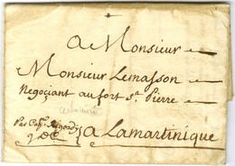 Lettre Avec Très Bon Texte Daté De Marseille 1733 Pour Le Fort Saint Pierre. Au Recto, Mention Manuscrite D'acheminement - Maritime Post