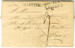 Lettre Purifiée Avec Texte Daté De La Martinique Le 11 Août 1818 Pour Paris. Au Recto, MARTINIQUE Et Marque D'entrée COL - Maritime Post