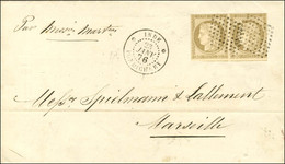 Losange / CG N° 20 Paire Càd INDE / PONDICHERY Sur Lettre Pour Marseille. 1876. - SUP. - R. - Maritime Post