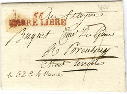 55 / SARRE LIBRE Rouge (NR De Sarrelouis) Sur Lettre Avec Texte Pour Porentruy (Mont Terrible). 1800. - TB / SUP. - Otros & Sin Clasificación