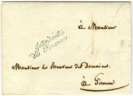 ' Intendant / Des Finances ' Bleu Sur Lettre Avec Texte Daté De Girone 1811 Adressée Localement. - SUP. - 1792-1815 : Departamentos Conquistados