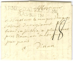 Lettre Avec Texte Daté Au Camp De Meroff Le 19 Juin 1759 Pour Dinan. Au Recto, ARMEE D'ALLEMAGNE / BAS RHIN (Lenain 7A5) - Army Postmarks (before 1900)