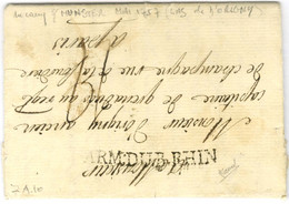 Lettre Avec Texte Daté Du Camp Sous Munster Ce 28 Mai 1757, Signée D'Origny Pour Paris. Au Recto, ARM: DU. B. RHIN (Lena - Sellos De La Armada (antes De 1900)