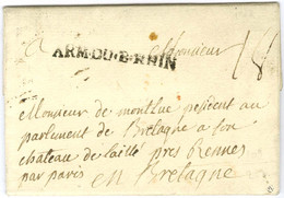 Lettre Avec Texte Daté De Hanovre Le 23 Janvier 1758 Pour Rennes. Au Recto, ARM. DU. B. RHIN (Lenain 7A12). - TB / SUP.  - Sellos De La Armada (antes De 1900)