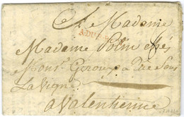 Lettre Avec Texte Daté De Wolffenbutel 1757 Pour Valenciennes. Au Recto, Marque Postale Rouge (non Signalé) A. DU. B. RH - Army Postmarks (before 1900)