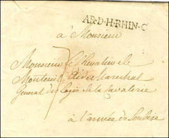 Enveloppe Avec Texte Daté De Wurtzbourg Ce 28 Décembre 1762 Adressée à L'armée De Soubise. Au Recto, AR. D. H. RHIN. C ( - Sellos De La Armada (antes De 1900)