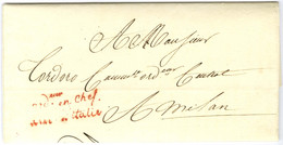 Lettre Avec Texte Daté De Milan Le 12 Septembre 1806, Signé Joubert Pour Milan. Au Recto, Ordeur En Chef / Arm. D'Italie - Sellos De La Armada (antes De 1900)