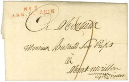 N° 2 / ARM. DU RHIN Rouge Sur Lettre Avec Texte Daté 1809. - SUP. - Army Postmarks (before 1900)