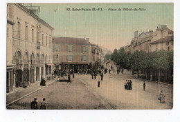 SAINT PALAIS * PYRENEES ATLANTIQUES * PLACE HOTEL DE VILLE * LA PROVIDENCE * TABAC * Carte N° 12 Colorisée & Toilée - Saint Palais