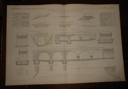 Plan. Service Vicinal. Profils En Travers Pour Routes Et Types De Ponts. 1872. - Travaux Publics