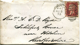 Great Britain - Scotland 1873 Cover Birmingham To Hitchin - 1d Red - Plate 164 - Brieven En Documenten