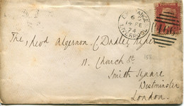 Great Britain - England 1874 Cover Exchange, Liverpool To London - 1d Red - Plate 158 - Lettres & Documents