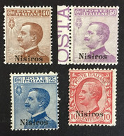 1912 - Italia Regno - Isole Dell'Egeo - Nisiros - 4 Valoriu Nuovi - Egée (Nisiro)