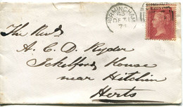 Great Britain - England 1874 Cover Birmingham To Hitchin - 1d Red - Plate 174 - Brieven En Documenten