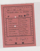 SLOVAKIA WW II 1943 Train Ticket TATRANSKA ELEKTR. VIC. ZELEZNICA - Europe