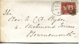 Great Britain - England 1876 Cover Birmingham To Bournemouth - 1d Red - Plate 162 - Covers & Documents