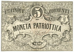 5 LIRE CORRENTI MONETA PATRIOTTICA VENEZIA CARTA FILIGRANATA 1848 BB/SPL - Sonstige & Ohne Zuordnung